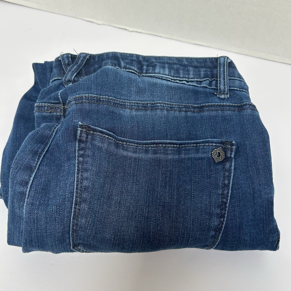Democracy "Ab"solution Dark Wash Released Raw Hem Straight Leg Jeans Size 12‎